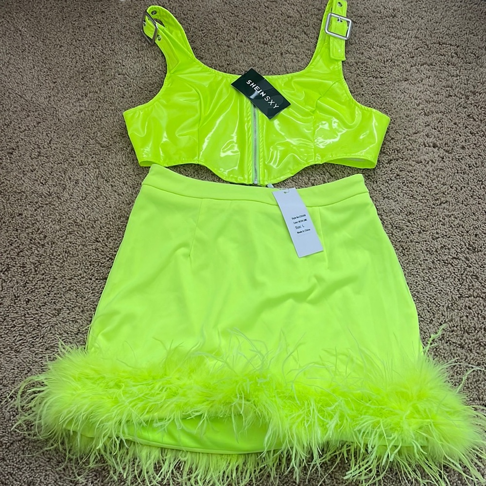 Neon yellow two piece Miami set